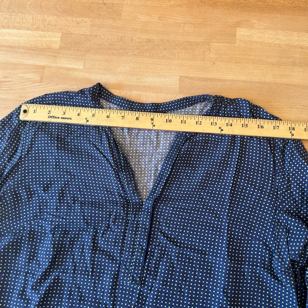 TOMMY HILFIGER Rosini V-Neck Blue Polka Dot Tunic Blouse Size Large - Picture 12 of 12